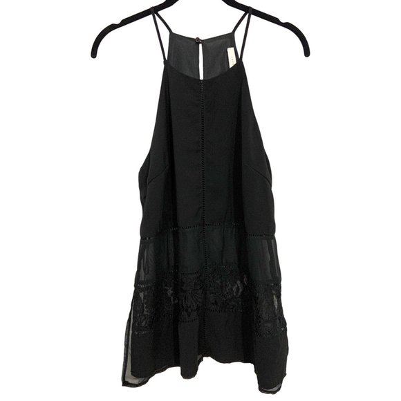 Lush Tops - Sleeveless Flowy Top w/ Lace & Mesh Inset Detail